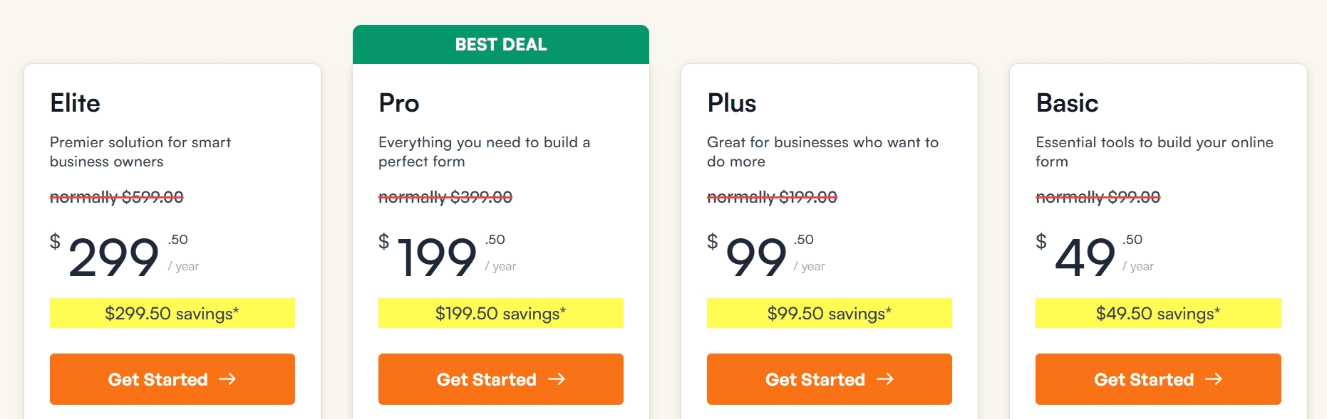 WPForms Pricing Na